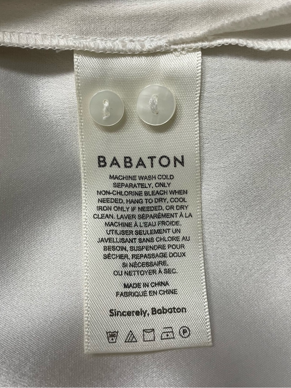 Women's BABATON ARITZIA Ivory SATIN Button Down OVERSIZED Shirt BLOUSE  XS - Picture 5 of 6